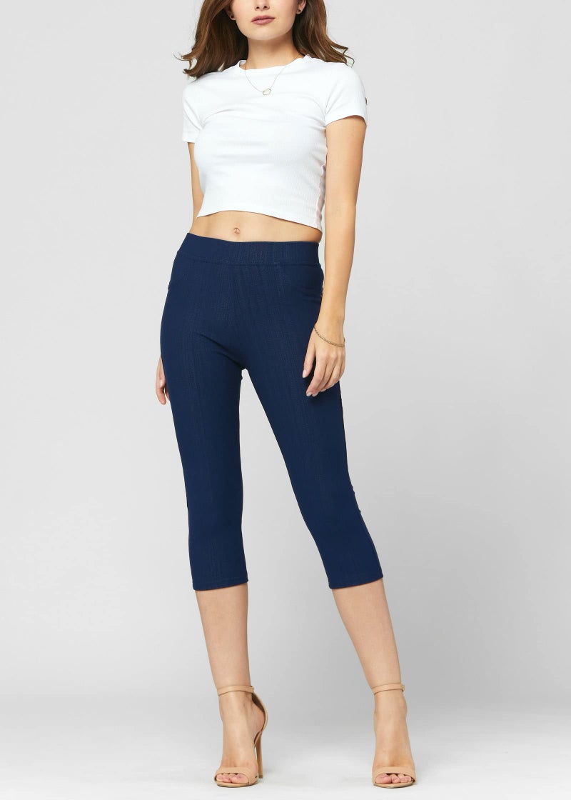 Conceited Capri Leggings - Jeggings for Women with Pockets - High Waist - Tummy Control Shaping - Regular and Plus Size - Denim Blue - Large - X-Large - Image 3